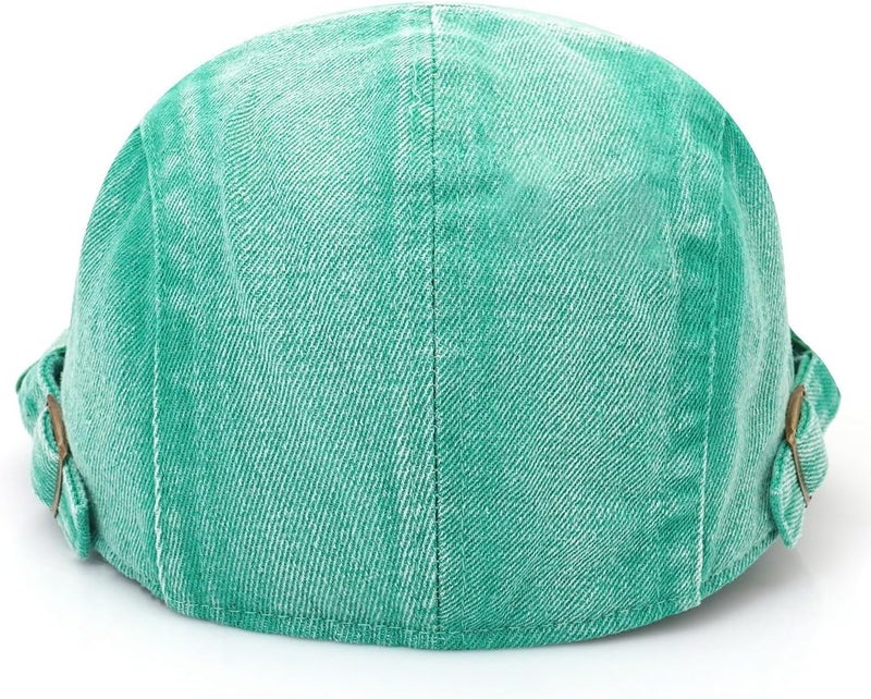 PTDTSHOU Newsboy Cap for Men Adjustable Flat Ivy Gatsby Cabbie Driving Hat Breathable Denim Cotton Golf Cap - Image 5